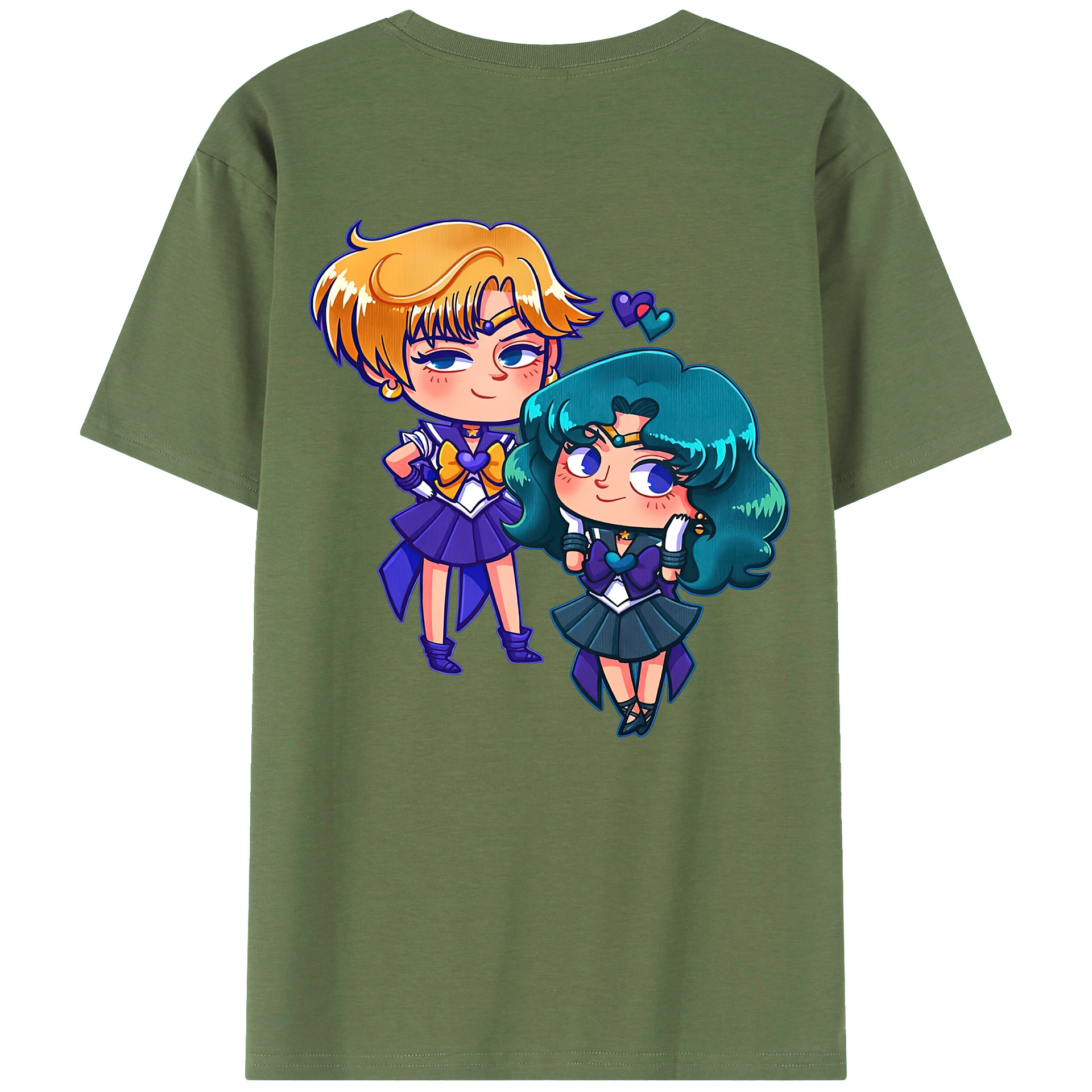 （画像用） 美少女戦士セーラームーン 天王はるか Sailor Moon Tenoh Haruka 綿100％ メンズ半袖Tシャツ（バックプリント） 通気性